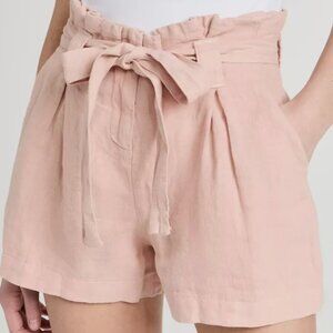 L'Agence Hillary Dusty Pink Linen High Rise Paper Bag Shorts Size 26